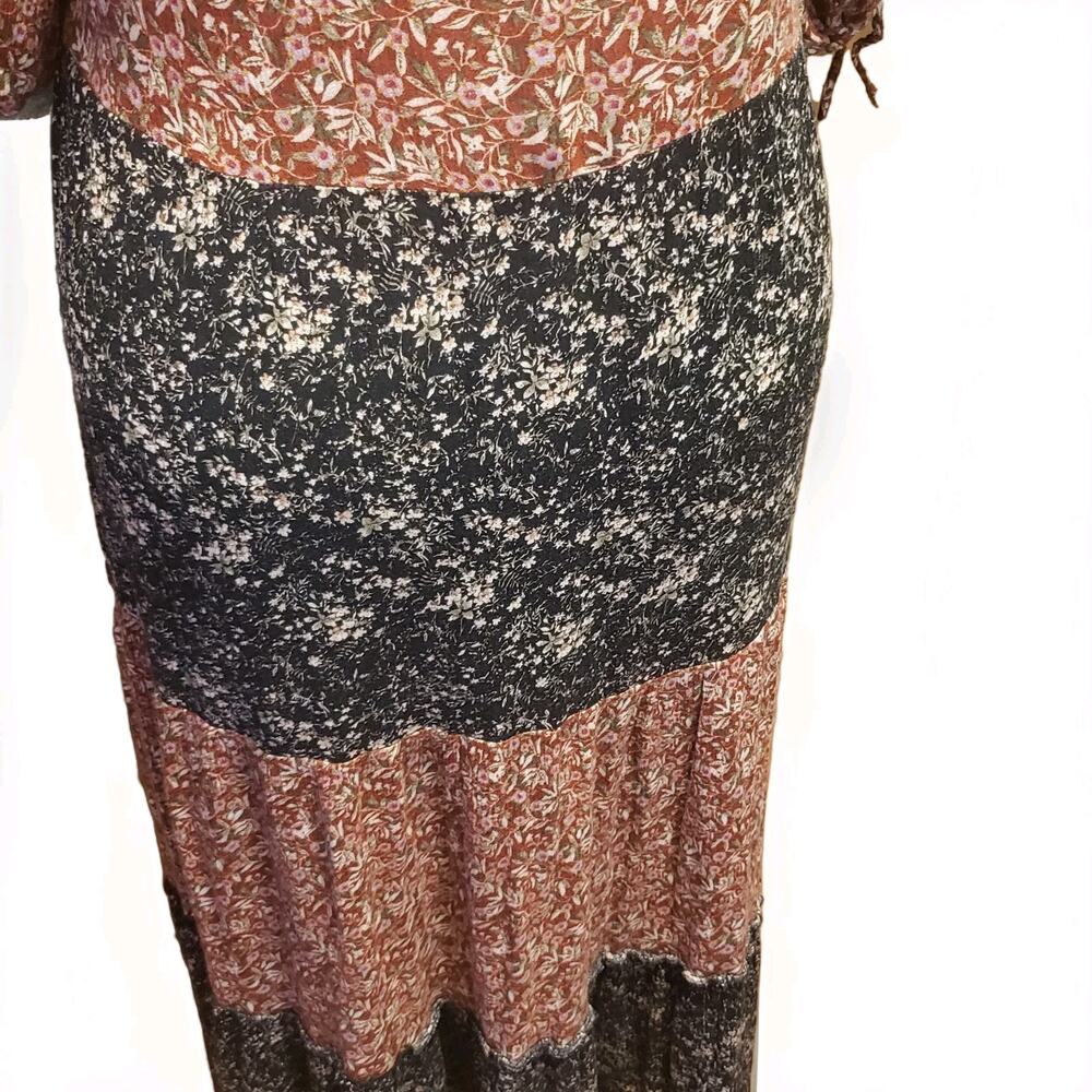 Natural Life Medium Midi Dress Multi Floral Tiered Boho Cottagecore Lagenlook - Picture 4 of 6